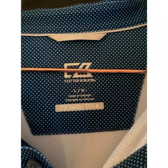 Cutter & Buck CB Dry Tec 50 UPF+ Men's Blue Golf Polo Shirt Size Large - Picture 4 of 5